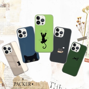Custodia per telefono con gatto divertente, per amanti dei gatti, per iPhone 16 Pro, 15, 14, 13, 12, 11, Google Pixel 9 Pro, 8, 7A, Samsung S25, S24 FE, A26, A36