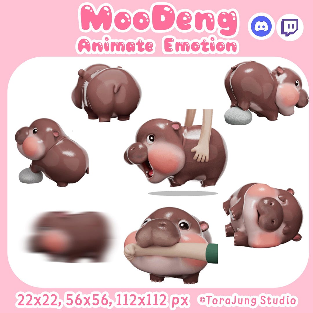 Animate Moodeng Twitch , Discord Emotions, Baby Pygmy Hippo,hippo Gif ...