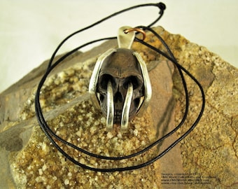 Silver Plated -Fork Mounted Prehistoric Australopithecus (Primate) Skull Necklace-Free Shipping to the U.S.