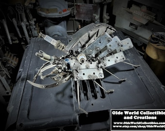 Welded steel bug sculpture- Plate Armored Battle Beetle