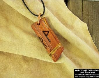 Viking Rune Necklace- Joy, Journey and Growth -NaturalCedar Wood Chunk