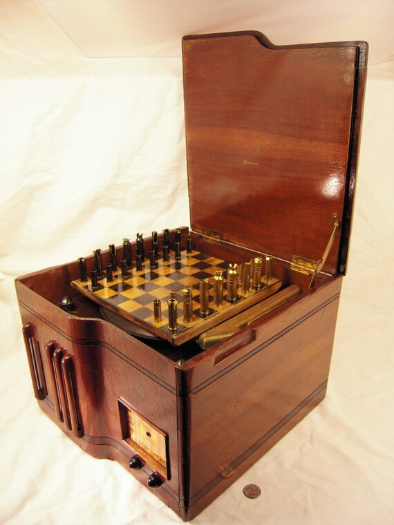 Vintage Emerson 78 Record Player Bullet Shell Chess Set Etsy