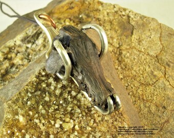 Silver Plated Fork Mounted Prehistoric Daeodon ("Hell pig") Skull Necklace-Free Shipping to the U.S.
