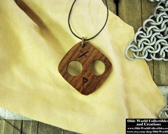Viking Tribal Rune Black Walnut Necklace