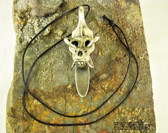 Silver Plated -Fork Mounted Gorilla Skull Necklace-Free Shipping to the U.S.