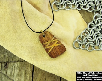 Sinew Wrapped Black Walnut Necklace