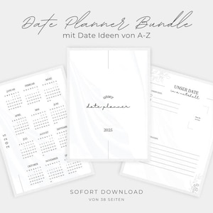 Paquete de agenda para organizarse | Inspiración para parejas, amigos y familiares | Descarga instantánea en PDF | Con ideas para citas de la A a la Z