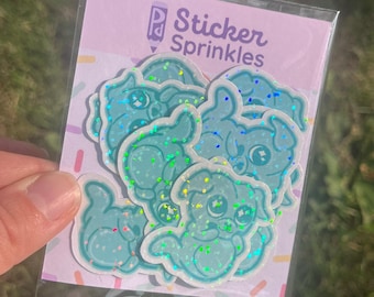 Sticker Flakes Pitbull Ghost Dog 10 Pack  | Glitter Halloween Dog Sticker | Spooky Dog Mom Glitter Sticker Sprinkles Mail Sticker