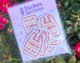 Thank You Sticker Flakes Kawaii Cute Shopping Bag Sticker | Plastic Bag Stickers | Glitter Grocery Bag Sticker Sprinkles Happy Mail Sticker