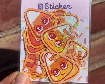 Kawaii Glitter Candy Corn Stickers  | Spooky Pastel Bow Stickers |  Candy Corn Appreciation Club Sticker Flakes Mail Sticker