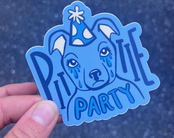 Cute Kawaii Pitbull Sticker | Ideal Gift for Dog Lovers | Perfect for Laptops & Water Bottles | Pity Party Pittie