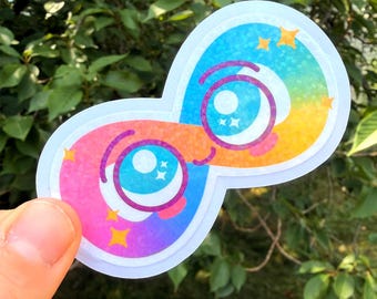 Autism Pride Rainbow Infinity Sticker | Kawaii Rainbow Neurodivergent Pride Decal | Glitter Neurodiversity Symbol | Disability Awareness