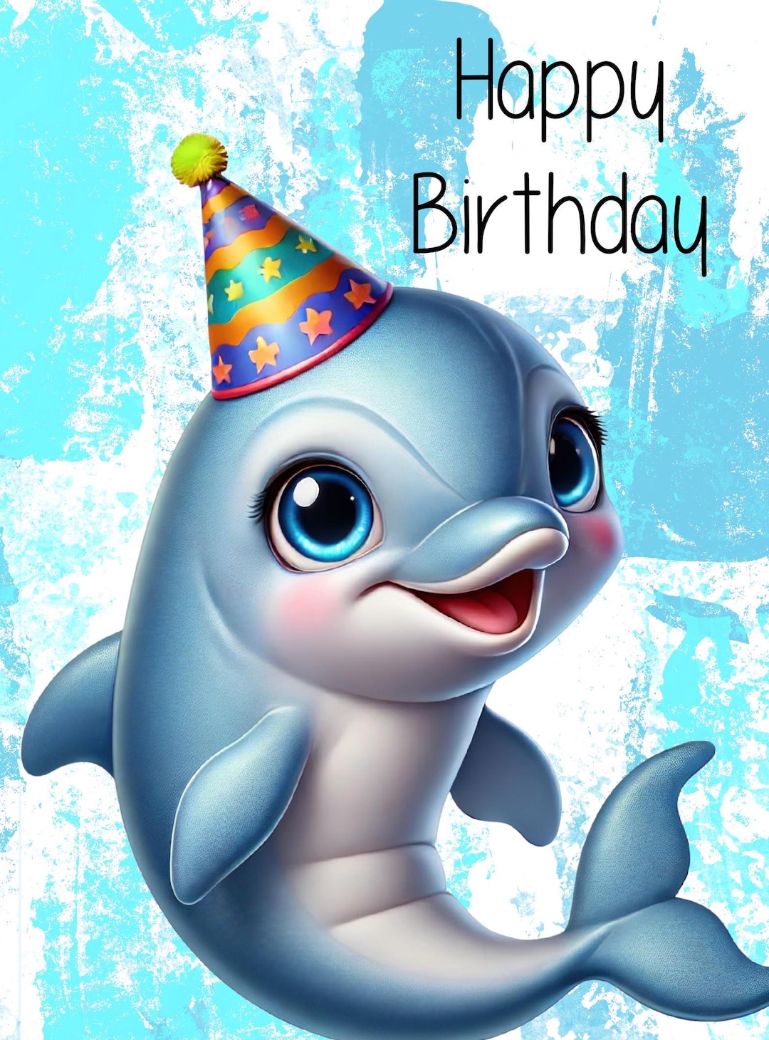 Dolphin Birthday Card – Digital Download PDF – Printable Birthday Card ...