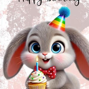 Tarjeta de cumpleaños de conejo - imprimir