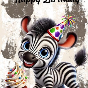 Birthday card – Stylish zebra motif – Folding card for birthdays – Handmade greeting card with envelope