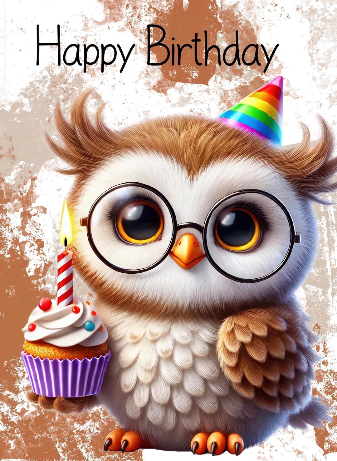 Owl Birthday Card – Digital Download PDF – Printable Birthday Card ...