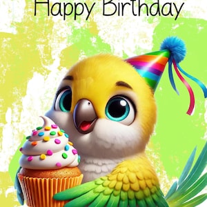 Biglietto di auguri di compleanno con uccellino e busta – Biglietto di auguri con motivo naturale – Biglietto pieghevole disegnato a mano – Biglietto di compleanno con animali fatto a mano