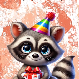 Tarjeta de cumpleaños de mapache