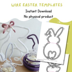 Wire Art Easter Template | 12 I-Cord Patterns Bunny, Basket & Flowers | DIY Printable French Knitting PDF | Easter Decoration | Special Gift
