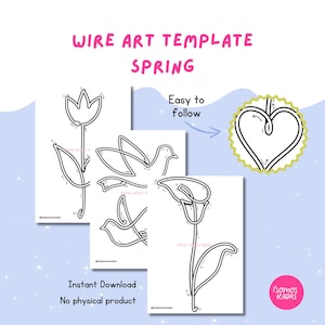 Wire Art Spring Template PDF | 14 Shapes | Flowers Butterflies Birds | Wire Art I-Cord Tricotin | DIY Decor | Digital Download