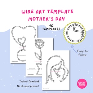 Wire Art - iCord Templates Mother’s Day | 10 Wire Shapes PDF | Hearts, Flowers & Photo Frame Patterns | DIY Gift Ideas | Tricotin Designs