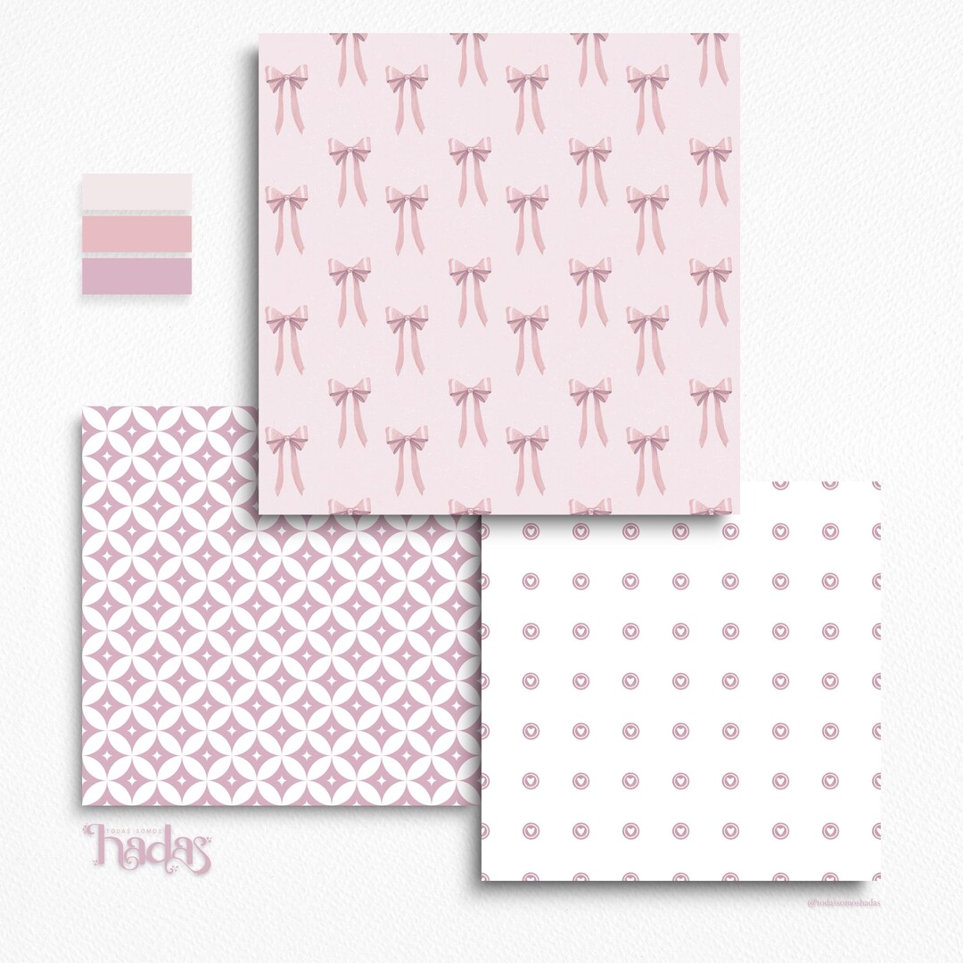 Pink Hearts Seamless Pattern Pack | 3 Hand Drawn Digital Designs | Love ...