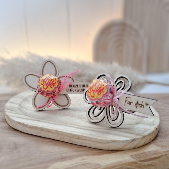SVG Blume Lolli Verpackung Laserdatei inklusive Gewerbelizenz | EPS PNG jpg  | Blumenköpfe Lutscher zum Lasen Holz Filz | Einschulung Lolli