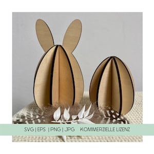 SVG Laserdatei Ostereier 3D Figur zum Stecken für 3mm Platten Ostern inklusive Gewerbelizenz | EPS PNG jpg | Digitale Datei Stehende Figuren