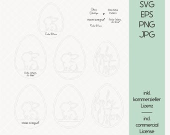 SVG Easter eggs Happy Easter laser file including commercial license | EPS PNG jpg | Digital file Easter pendant Easter bunny you bunny