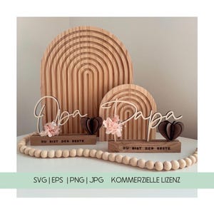 SVG Vatertag 3D Herz Laserdatei Klötzchen Papa Opa inklusive Gewerbelizenz | EPS PNG jpg  | Digitale Datei Klötzchendatei 160 mm x 22 mm