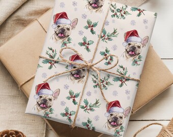 Custom English Bulldog Gift Wrapping Paper: Personalized Dog Christmas Vintage Watercolor Wrap