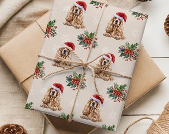 Custom English Bulldog Gift Wrapping Paper: Personalized Dog Christmas Vintage Watercolor Wrap