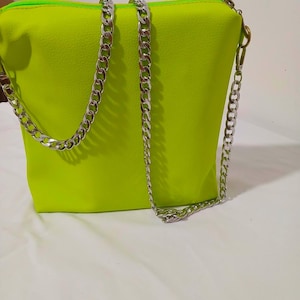 Lime Grün Kunstleder Crossbody Tasche-Handgemachte kleine Schulter Geldbörse-Neon Kette Tasche-Vegan Ledertasche-Geschenk für Sie