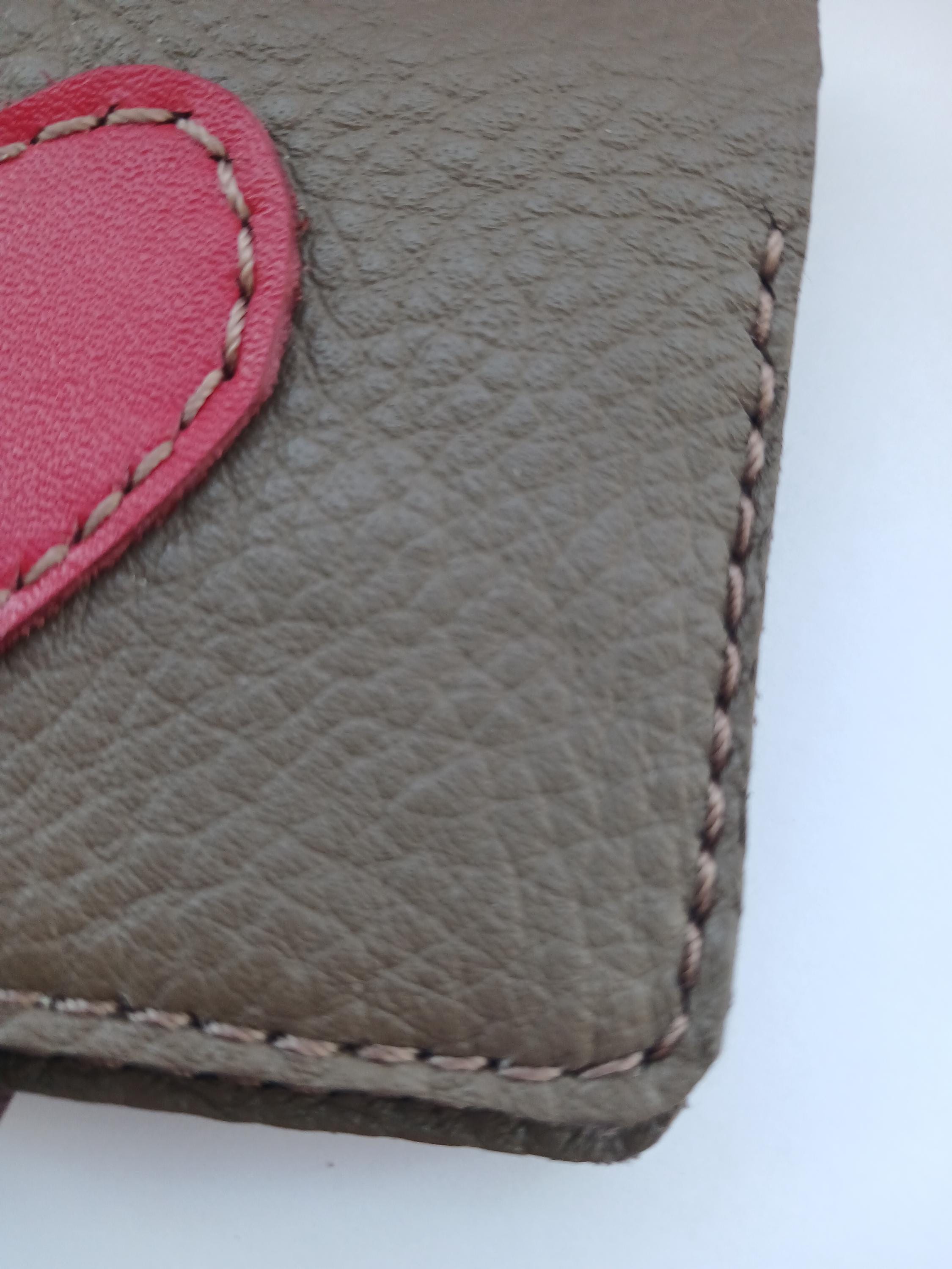 Genuine Leather Mini Wallet With Heart – Handmade Card Holder