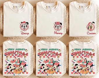 Custom Disney Very Merry Christmas Shirt, Disney Family Christmas Shirt, Custom Disney Christmas All Characters Shirt, Christmas Group Shirt