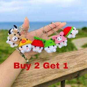 Crochet Cute Mushroom Keychain, Buy 2 Get 1, Mushroom Wear Hat Keychain, Handmade Mushroom, Crochet Keychain, Cute Keychain, Gift For Her