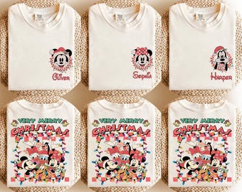 Custom Disney Very Merry Christmas Shirt, Disney Family Christmas Shirt, Custom Disney Christmas All Characters Shirt, Christmas Group Shirt