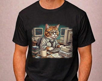 Retro Ginger Cat  on Computer T-Shirt, 90s Vintage Aesthetic, Oversized Acid Wash Tee for Men Women