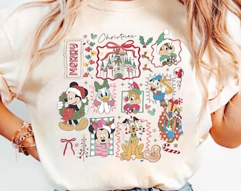 Retro Disney Santa Mickey And Friends Shirt, Mickey's Very Merry Christmas Party 2025 Shirt, Disneyland Vacation Family Matching Trip Shirt,