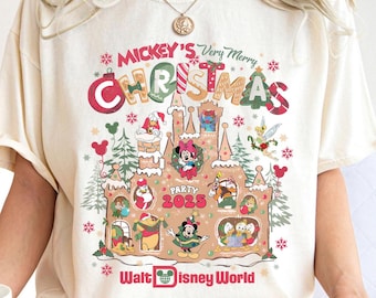 Coquette Mickey's Very Merry Christmas Party 2025 Gingerbread Shirt, Disney Mickey and Friends Xmas Tee, Disneyland Vacation Family Gifts,