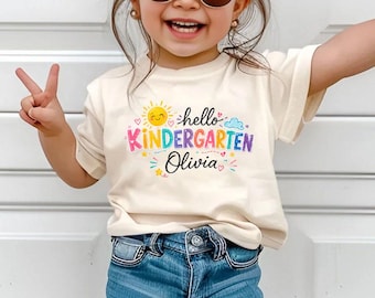 Custom Kindergarten Shirt, Personalized Back to School Tee, First Day of Kindergarten Shirt, Kids School Outfit, Custom Name School Shirt