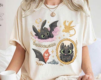 Retro Night Fury Dragon Tee, Toothless Inspired Shirt, Fantasy Dragon Graphic Tee, Theme Park Vacation Shirt, Family Trip 2026