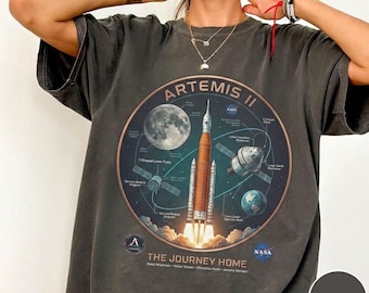 Artemis II Mission T-Shirt - The Journey Home Lunar Orbit Graphic Tee - NASA Space Exploration Apparel