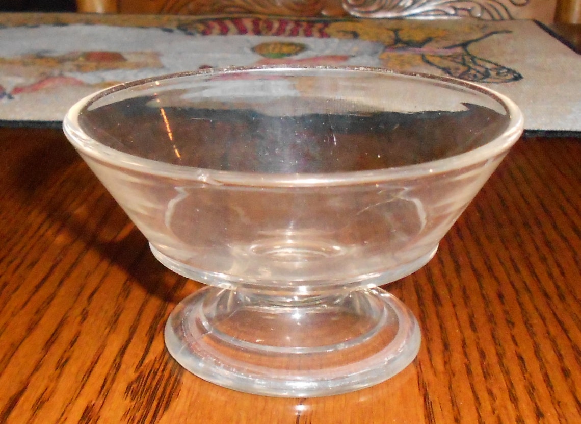 Vintage Clear Glass Footed Dessert Bowl Etsy