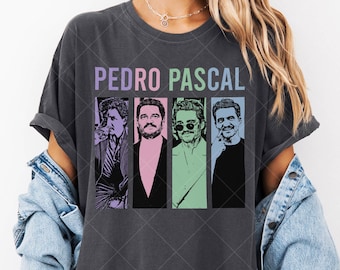 Comfort Colors Pedro Pascal Graphic T-Shirt Tee with Iconic Moments & Colorful Designs of Pedro Pascal for Fans Casual Wear