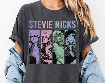 Comfort Colors Stevie Nicks Graphic T-Shirt Tee with Iconic Moments & Colorful Designs of Stevie Nicks for Fans