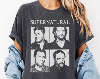 Comfort Colors Supernatural Graphic T-Shirt Tee with Iconic Moments Designs of Supernatural for Fans Casual Wear