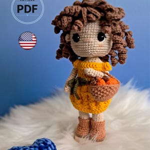 Pumpkin Doll Crochet Pattern PDF, Amigurumi Doll Pattern, Fall Doll Pattern, DIY Autumn Decor, Thanksgiving Crafts Gifts, Digital Download