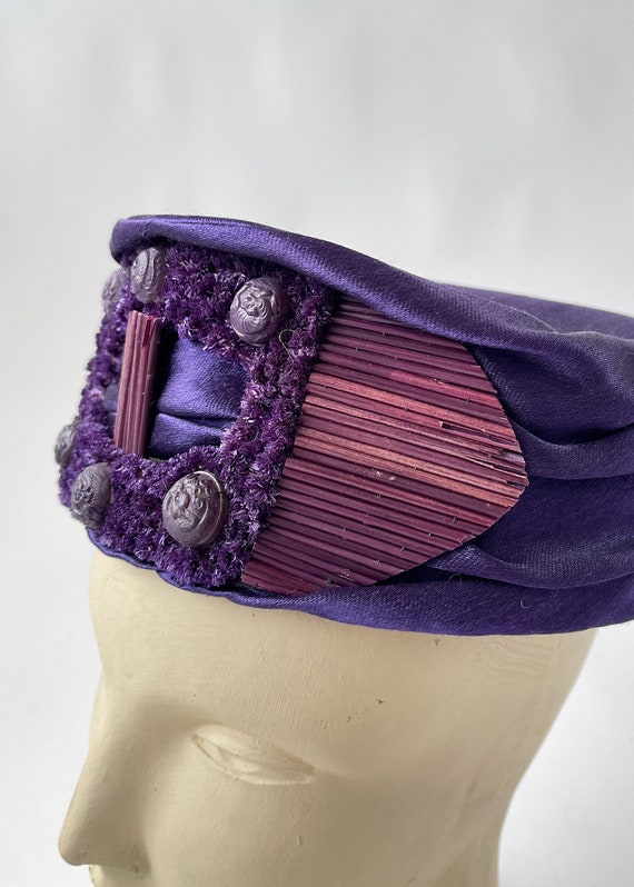 Vintage Edwardian Hat | Antique 1910s Purple Silk… - image 7