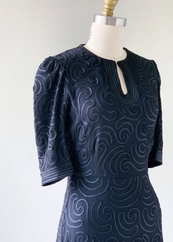 Vintage 1930s Dress | 30s Soutache Crepe Dress - image 7